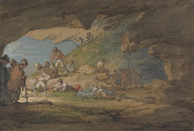 Jeskyně ve slunečním světle, s postavami od William Payne