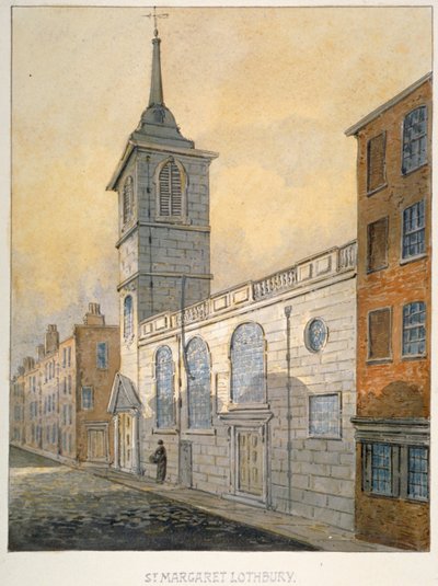 Jihovýchodní pohled na kostel St Margaret Lothbury, City of London, 1815. od William Pearson