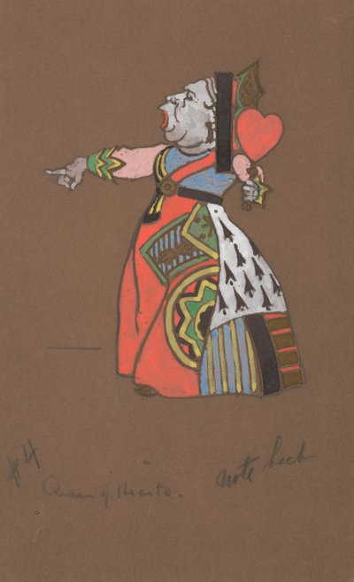 Návrh kostýmu Queen of Hearts pro Alenku v říši divů. od William Penhallow Henderson