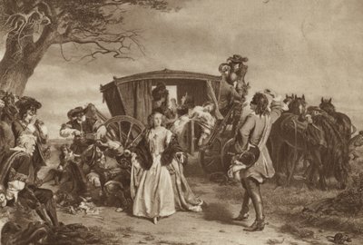 Rodinu zadržel francouzský pirát Claude Duval (litho) od William Powell (after) Frith
