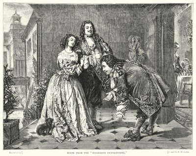 Scéna z Bourgeois Gentilhomme (rytina) od William Powell (after) Frith