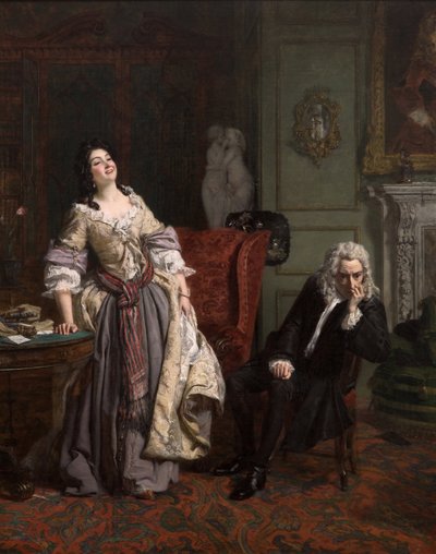 Alexander Pope prohlásil svou lásku k lady Mary Wortley Montaguové, 1852 od William Powell Frith