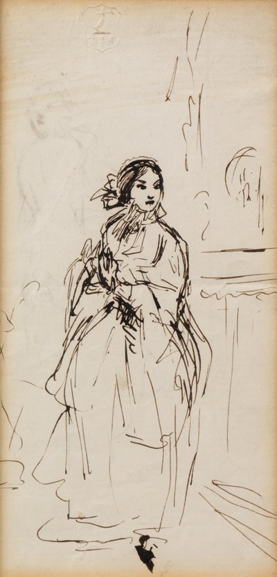 Spěchající dívka (pero a inkoust) od William Powell Frith