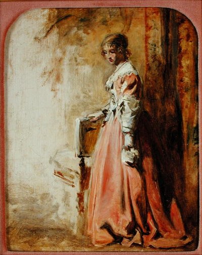 Růžové šaty (olej na papíře) od William Powell Frith
