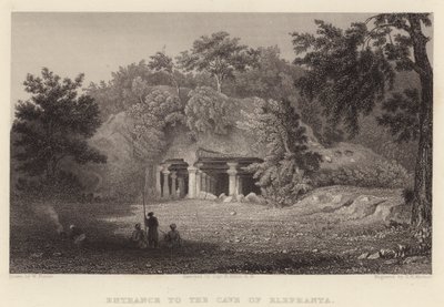 Vchod do jeskyně Elephanta (rytina) od William Purser