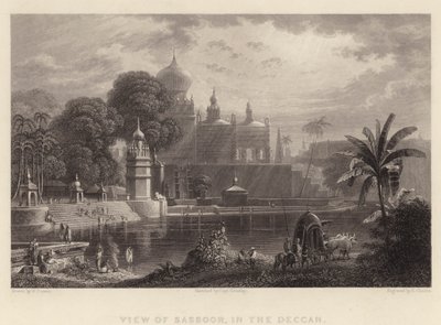 Pohled na Sassoor, v Deccan (rytina) od William Purser