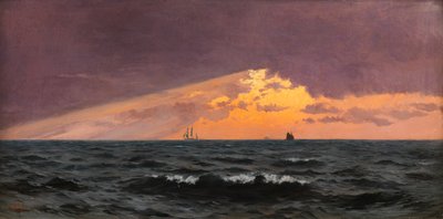 Před západem slunce, přichází bouře (olej na panelu) od William Pye