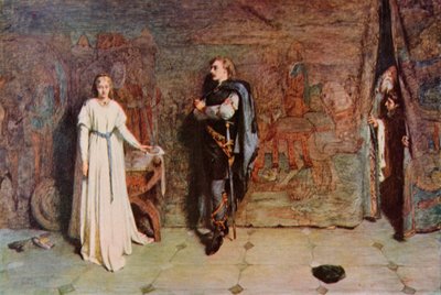Shakespeare: Hamlet a Ofélie, Hamlet, dějství III, scéna 1 (barevné lito) od William Quiller (after) Orchardson