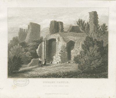 Dudley Castle - The Keep: rytina, nd [c1831] (tisk) od William Radclyffe