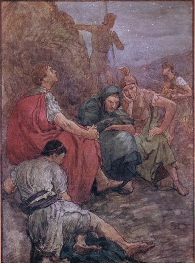 Brutus a jeho společníci po bitvě u Filipp, z Plutarch Lives vydané T C & E C Jack Ltd od William Rainey