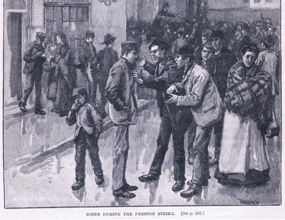 Scéna během stávky v Prestonu v roce 1856 našeho letopočtu od William Rainey