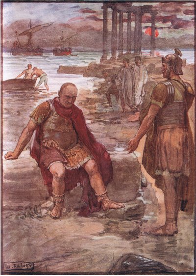 Marius ve vyhnanství uprostřed ruin Kartága z Plutarch Lives vydané T C & E C Jack Ltd od William Rainey