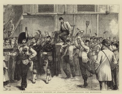 Svatba horského vojáka na zámku Stirling, předsedající ženichovi od William Ralston