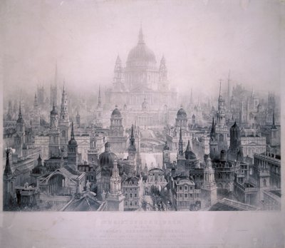 Vysněné město budov Christophera Wrena, 1842 od William Richardson