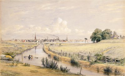 Jersey City s pohledem na New York z Bergenského kanálu, 1854 od William Rickarby Miller