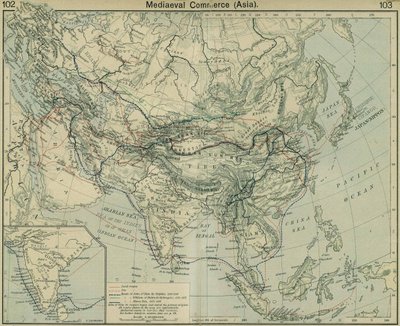 Středověká obchodní Asie. Z Historického atlasu od William Robert Shepherd