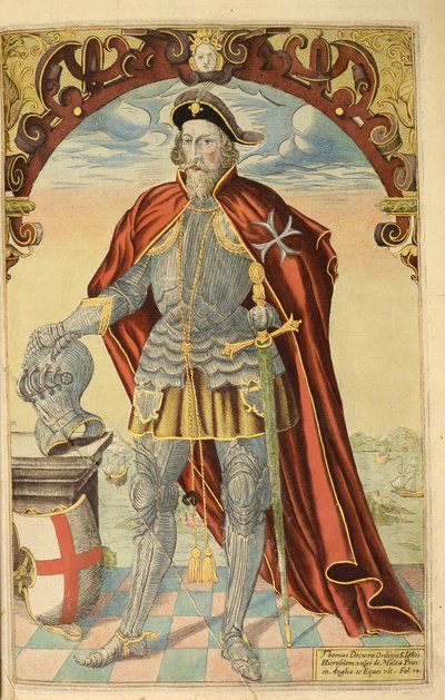 Sir Thomas Docwra, z nHonor Military, a Civill, William Segar, hospoda. Robert Barker, Londýn, 1602 (ručně kolorovaná rytina) od William Rogers