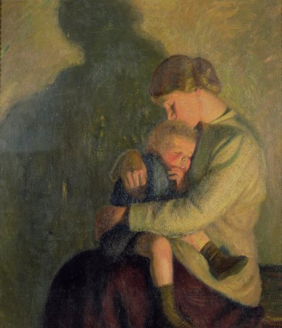 Matka a dítě: Světlo svíček (olej na plátně) od William Rothenstein
