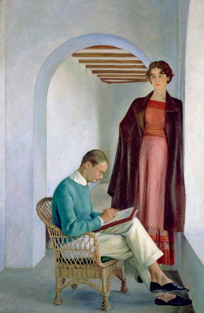 Umělcův syn a jeho žena aneb dvě postavy v interiéru, cca 1930-35 (olej na plátně) od William Rothenstein