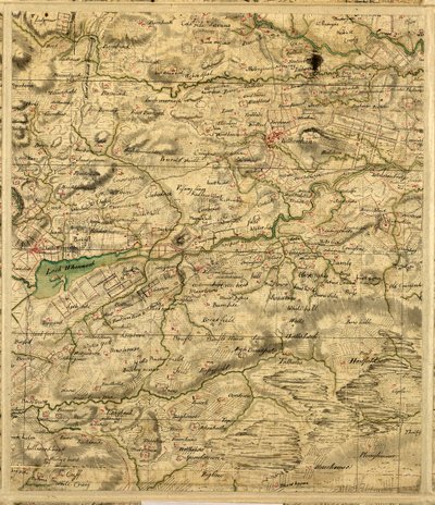Royova mapa nížinného Skotska, obsahující jezero Loch Whinnoch od William Roy