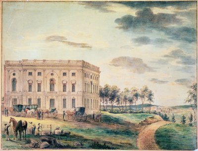 Pohled na Capitol of Washington předtím, než byl vypálen Brity, kolem roku 1800 (wc na papíře) od William Russell Birch