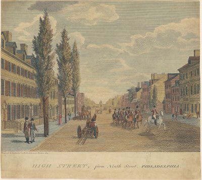 High Street, z Deváté ulice, Philadelphia od William Russell Birch