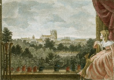 Mrs Cosway, Schomberg House, 80-82 Pall Mall, Lontoo, Iso-Britannia (värikaiverrus) od William Russell Birch