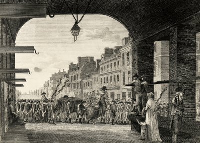 Pohřební průvod George Washingtona podél High Street ve Philadelphii od William Russell Birch