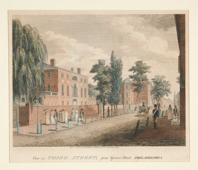 Pohled na Třetí ulici, ze Spruce Street Philadelphia od William Russell Birch