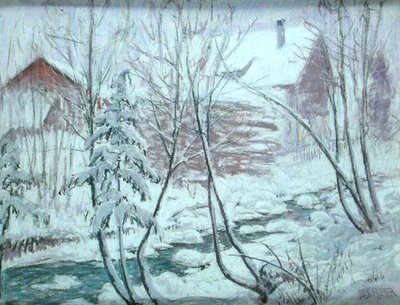 Chalets in the Snow (pastel na palubě) od William Samuel Horton