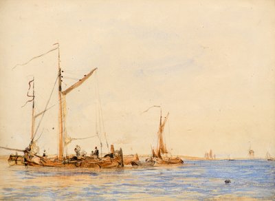 River Scene [nebo On the Scheldt at Antwerp], c.1836 (akvarel) od William Simson