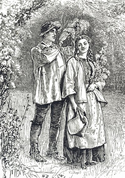 Rytina znázorňující korunování májové královny od William Small