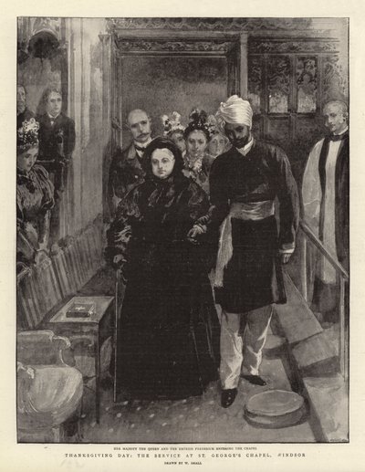 Den díkůvzdání, bohoslužba v kapli svatého Jiří, Windsor od William Small