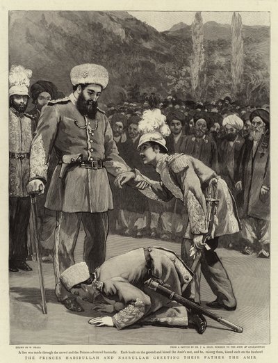 Princové Habibulláh a Nasrulláh zdraví svého otce Amira od William Small