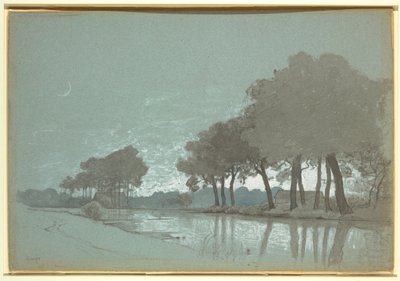Kresba, Scéna u kanálu poblíž Brugg, Belgie, 1875-80 od William Stanley Haseltine