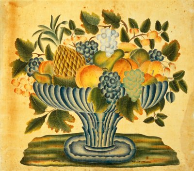 Mísa s ovocem, asi 1830-1840 (akvarel na velvetu (teorémová malba)) od William Stearns