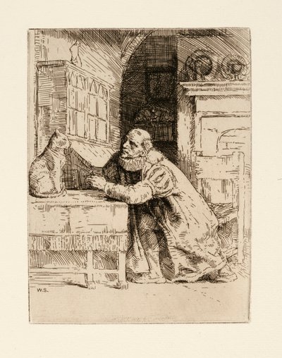 Montaigne a kočka. Ilustrace od Izaaka Waltona a Charlese Cottona z knihy The Compleat Agler od William Strang