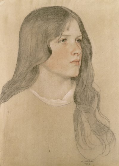 Portrét dívky, 1904 (barevná tužka na papíře) od William Strang