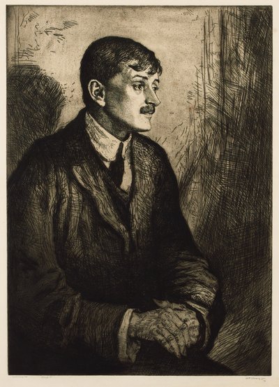 Portrét básníka Johna Masefielda 1878-1967. od William Strang