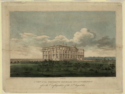 Pohled na Bílý dům ve městě Washington po požáru 24. srpna 1814, 1. od William Strickland