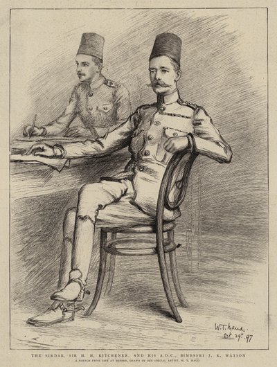 Sirdar, Sir HH Kitchener a jeho ADC, Bimbashi JK Watson (foto) od William T. Maud