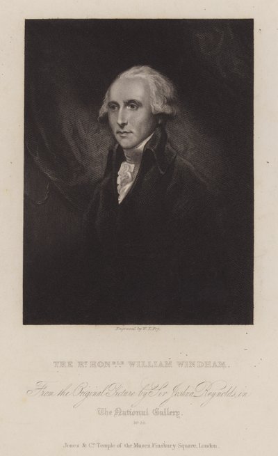 William Windham , anglický whigský politik (rytina) od William Thomas Fry