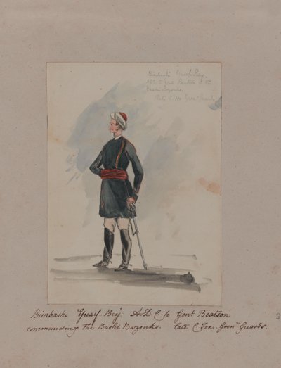 Bimbashi "Yusuf Bey" A.D.C. do Genl. Beatson velí Bashi Bazoukům. Pozdní C. Fox. Grenr Guards