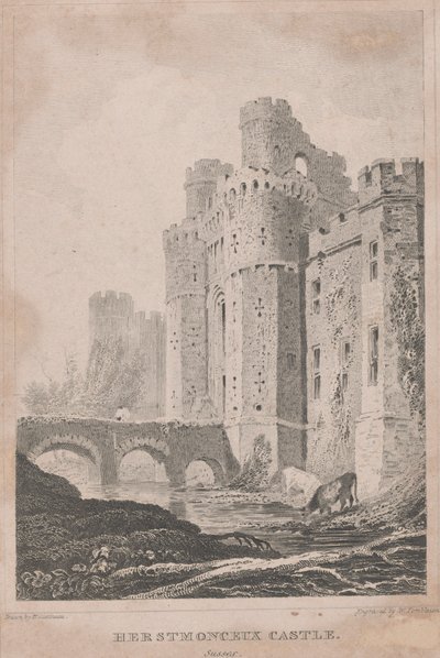 Hrad Herstmonceux, Sussex od William Tombleson