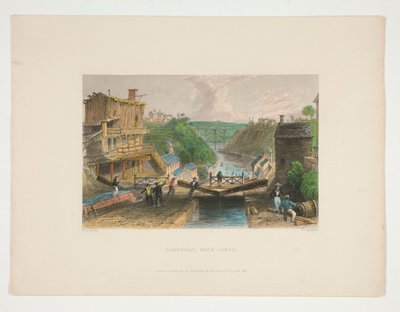 Lockport, Erie Canal, ilustrace pro Nathaniela Parkera Willise od William Tombleson