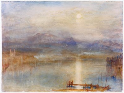 Měsíční svit nad Lucernským jezerem na pozadí od Joseph Mallord William Turner