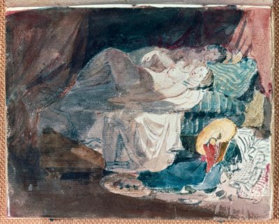 Nahá dívka a společník na posteli od Joseph Mallord William Turner