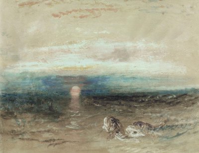 Západ slunce nad mořem se strážníky od Joseph Mallord William Turner