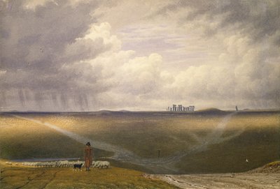 Stonehenge-A Showery Day, začátek 19. století od Joseph Mallord William Turner