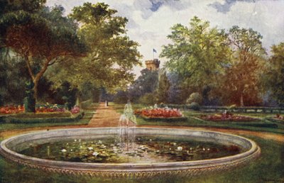 Warwick Castle: Terrace Walk (barevné lito) od William W. Quatremain